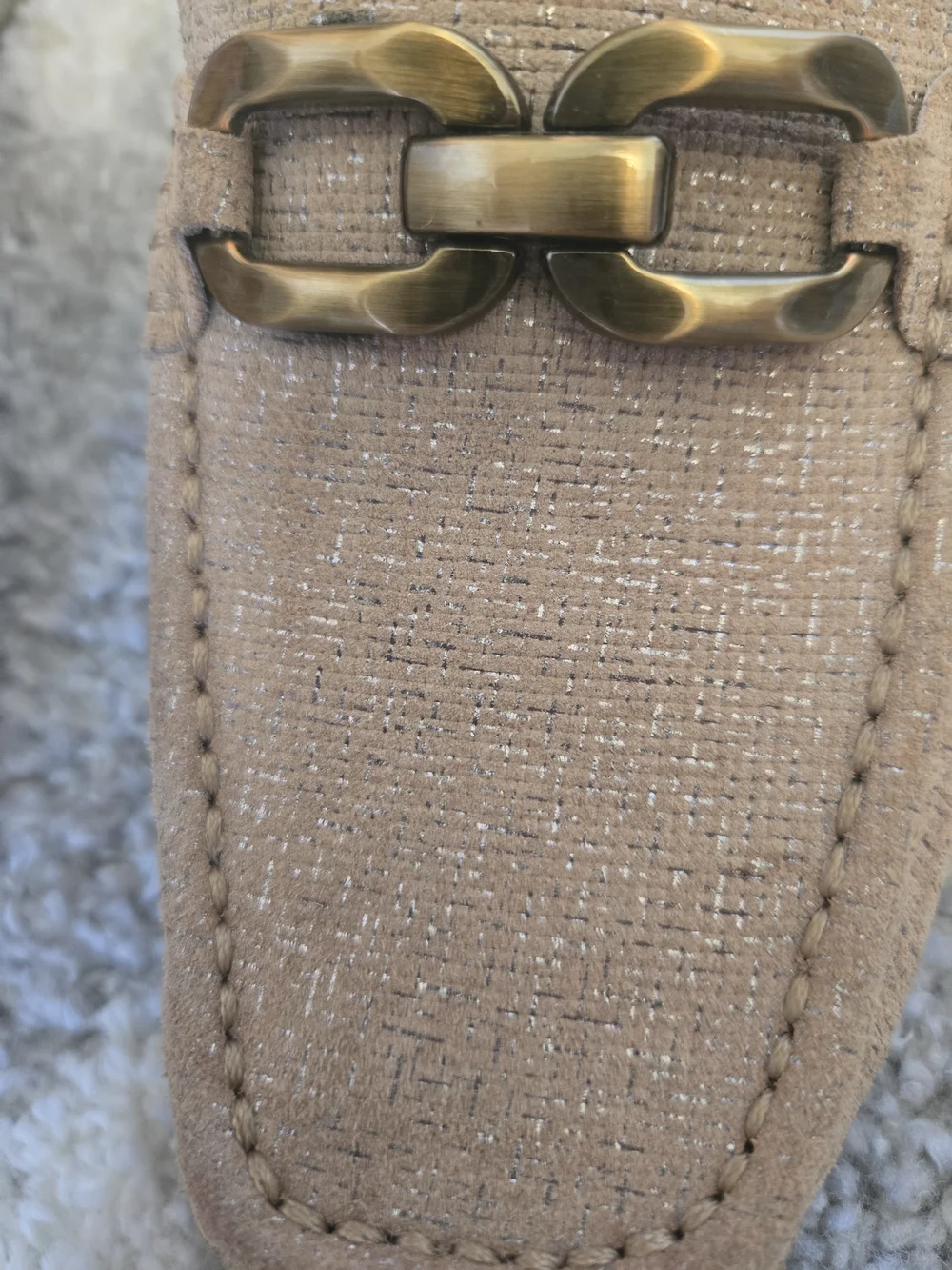 Donald J. Pliner Women's Tan Metallic Loafer Mules with Gold Bit
